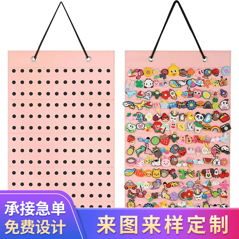 Wall-mounted cartoon chest pin display hanging bag metal badge storage bag children's earrings felt storage bag wholesale
