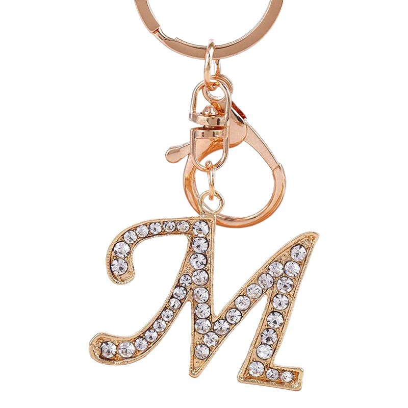New Metal Letter Keychain, Fashionable Women's Backpack Pendant, DIY Rhinestone Key Pendant, Small Gift Wholesale