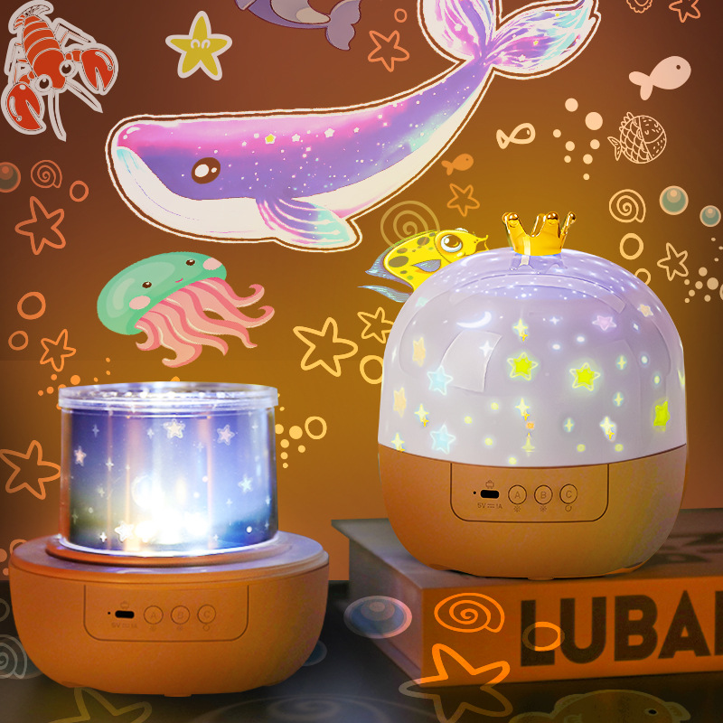 Cross-border dream starry sky projection lamp music box rotating nightlight birthday holiday gift for women led romantic bluetooth
