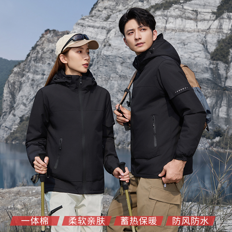 25 New Outdoor Jacket, Integrated Cotton Thickened Jacket, Wholesale Autumn/Winter Long-Sleeve Trendy Brand Windproof Waterproof