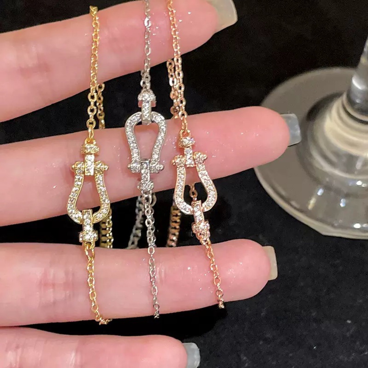 Horseshoe Buckle Zircon Bracelet for Women Ins Fashion High-End Commuter O-Shaped Chain Bracelet Niche Accessible Luxury Style Wholesale
