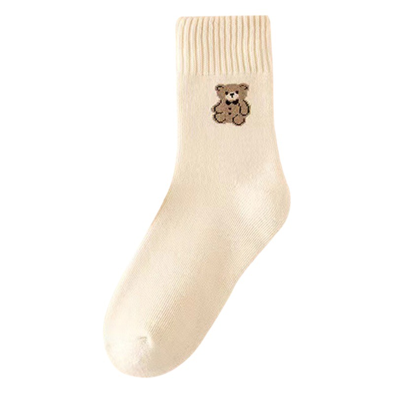 Bear autumn and winter warm socks children's wholesale tube plus velvet padded cold-resistant Terry socks towel socks floor socks