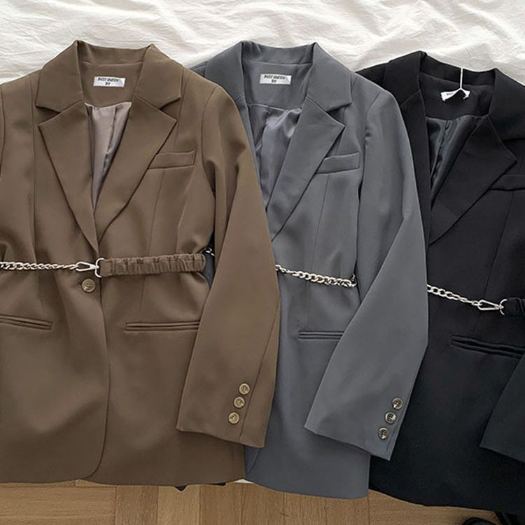 Picture of Children's suit Spring and Autumn new women's twill cotton waist-tight suit jacket long-sleeved jacket small suit belt delivery