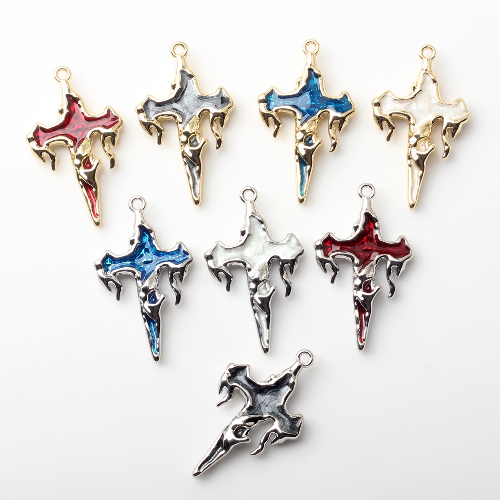Picture of Alloy Color Oil Dropping Cross Pendant Pendant DIY Handmade Necklace Earrings Bracelet Jewelry Accessories