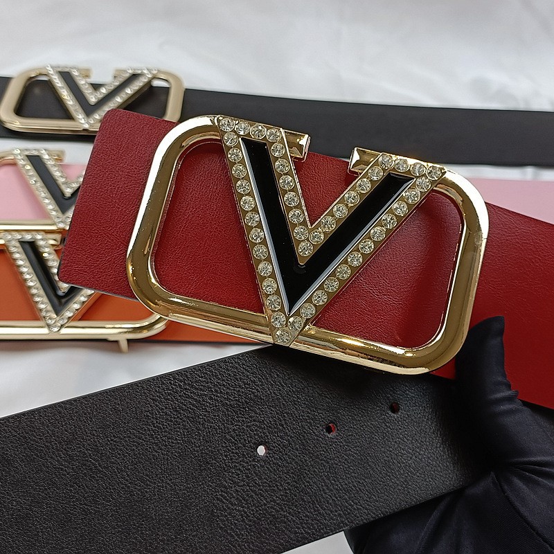 Hua V's second-floor real cowhide double-color belt 7CM ultra-wide small waist fine clothing with fashionable slim-fit ladies belt