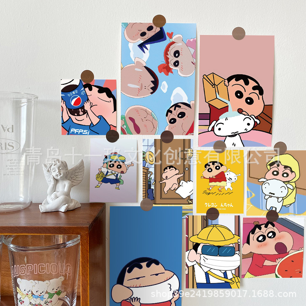 15 cartoon cute crayon small new card message card postcard indoor bedroom wall decoration wall sticker