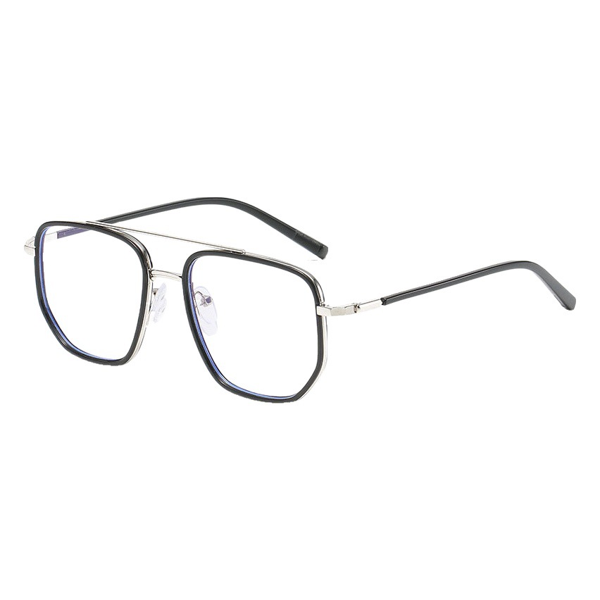 New Anti-blue Light Flat Mirror Men's and Women's Retro Polygon Double Beam Glasses Internet Celebrity Myopia Frame 8025