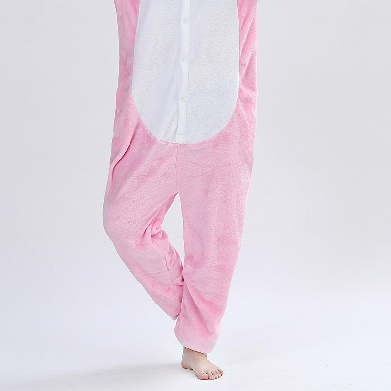 Supply new pajamas cartoon one-piece pajamas pink pig cute flannel one-piece pajamas home wear pajamas