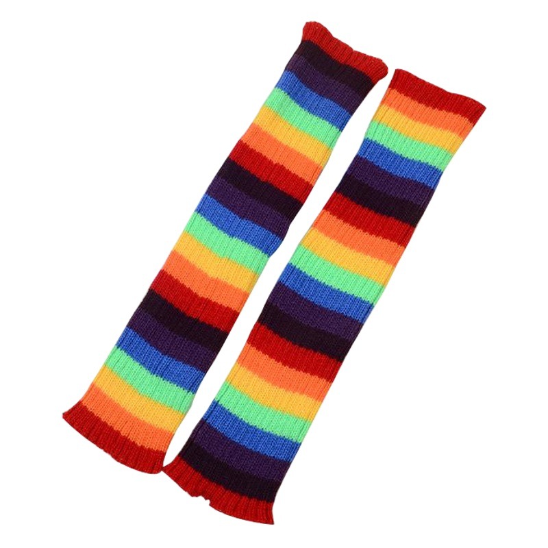 New Rainbow Knitted Rainbow Striped Socks Japanese-style Harajuku JK Stacked Socks Middle-leg Socks Stretch Socks
