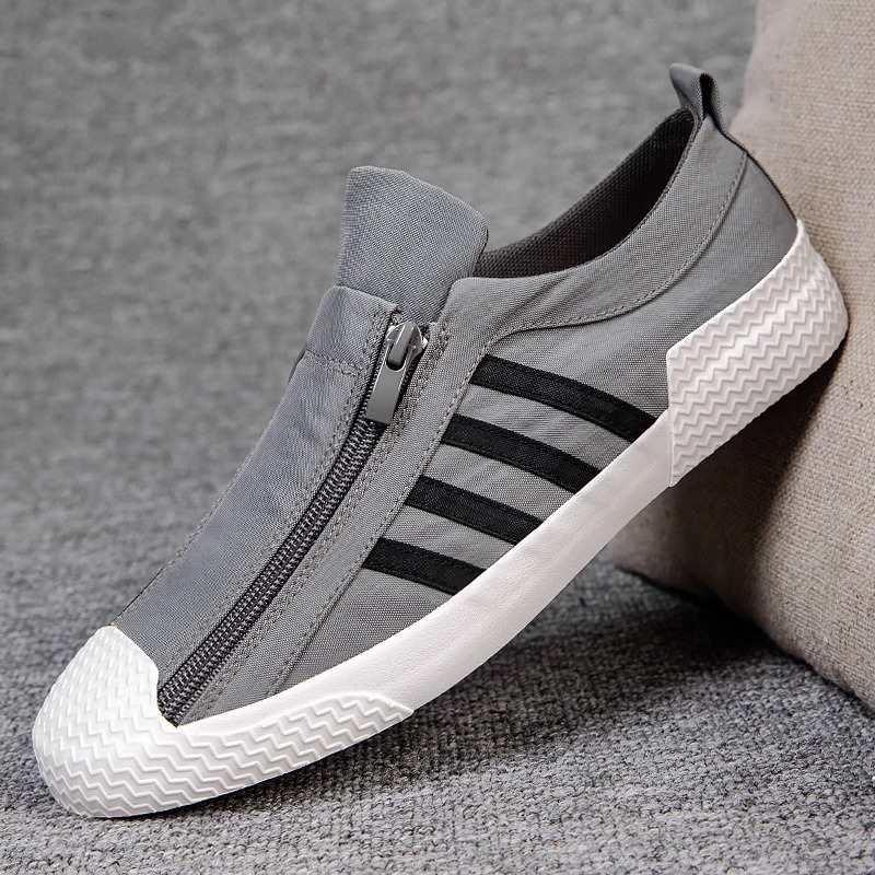 2025 New Summer Men's Shoes Korean Style Versatile Casual Shoes One-Leg Canvas Shoes Zipper Sneakers Old Beijing Cloth Shoes