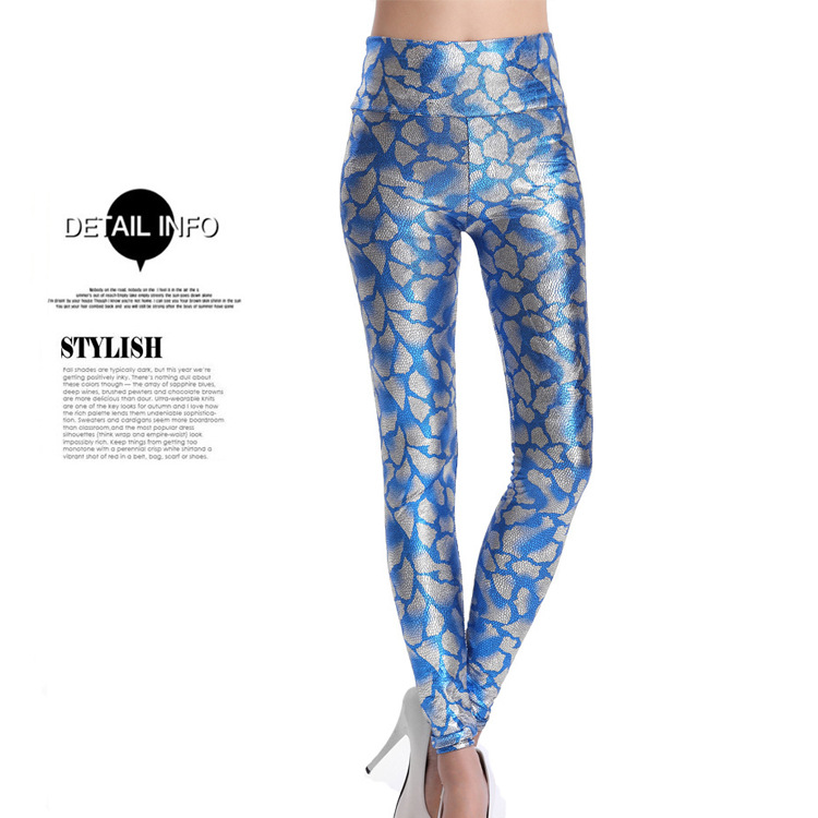 Picture of Yiwu Wholesale Spring and Summer Faux Leather Printed Pattern High-Waisted Slim-Fit Cropped Leggings, Hip-Lifting, Suitable for Outerwear