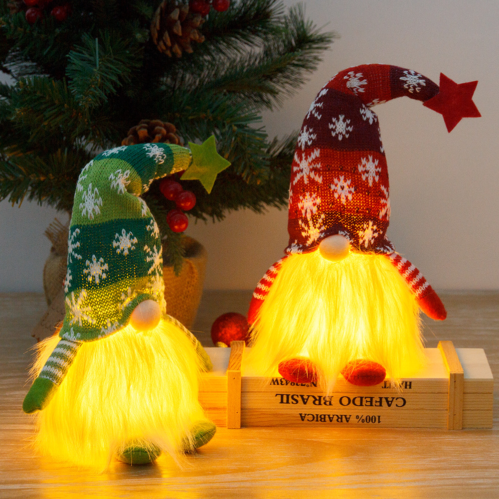 Cross-border new Christmas new light-emitting Rudolf dwarf Faceless Old Baby Doll decoration
