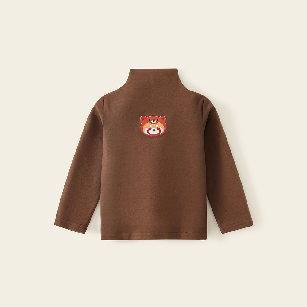 Picture of Children's Velvet Base Shirt Half-high Collar Top Boys' and Girls' Inner Warm Spring and Autumn Class A Children's Underwear Winter