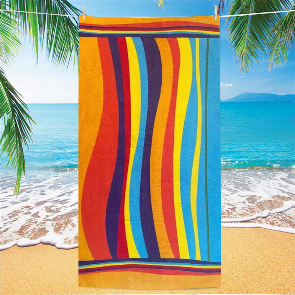 Picture of Cross-border microfiber double-sided velvet beach towel custom LOGO digital printing large bath towel rectangular thick towel