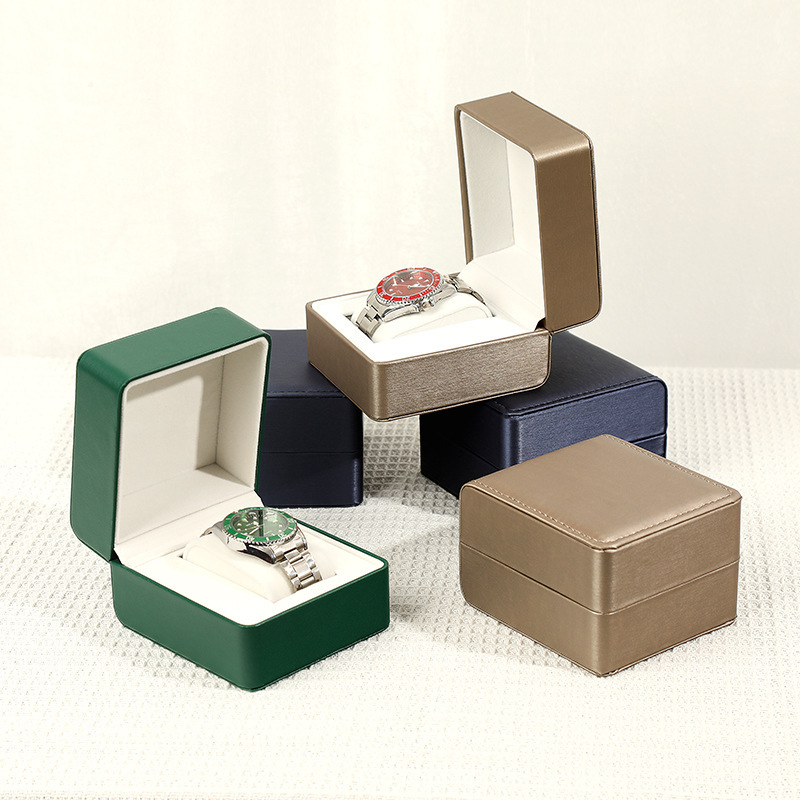 Picture of Factory spot PU leather gold brushed watch display storage box flip bracelet watch box