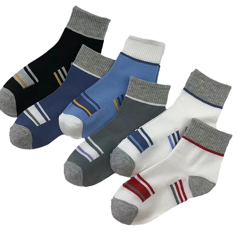 Picture of Socks Men's Mid-tube Socks Spring and Autumn Sports Sweat-absorbent Deodorant Socks Spring and Summer Thin Color-matching Striped Sports Socks