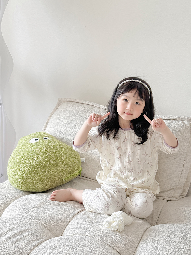 Picture of 2025 Children's Air Conditioning Home Clothes Cartoon Double-Layer Cotton Yarn Pajamas for Boys and Girls Pure Cotton Summer Thin Sleeve suit