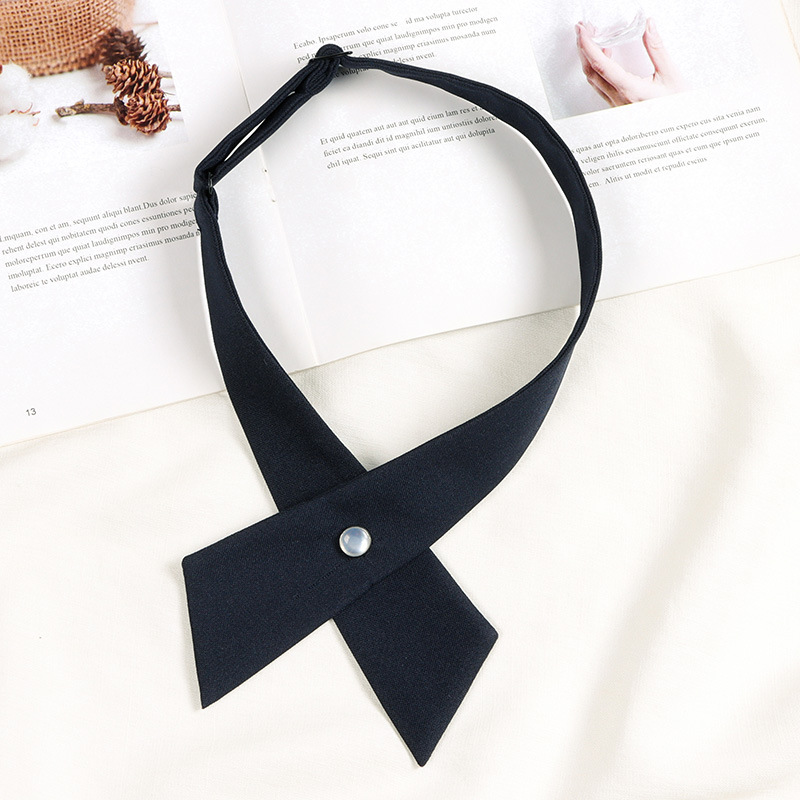 Picture of JK Solid Color Cross Bow Tie Female Student School Uniform College Style wine red Collar Shirt Bow
