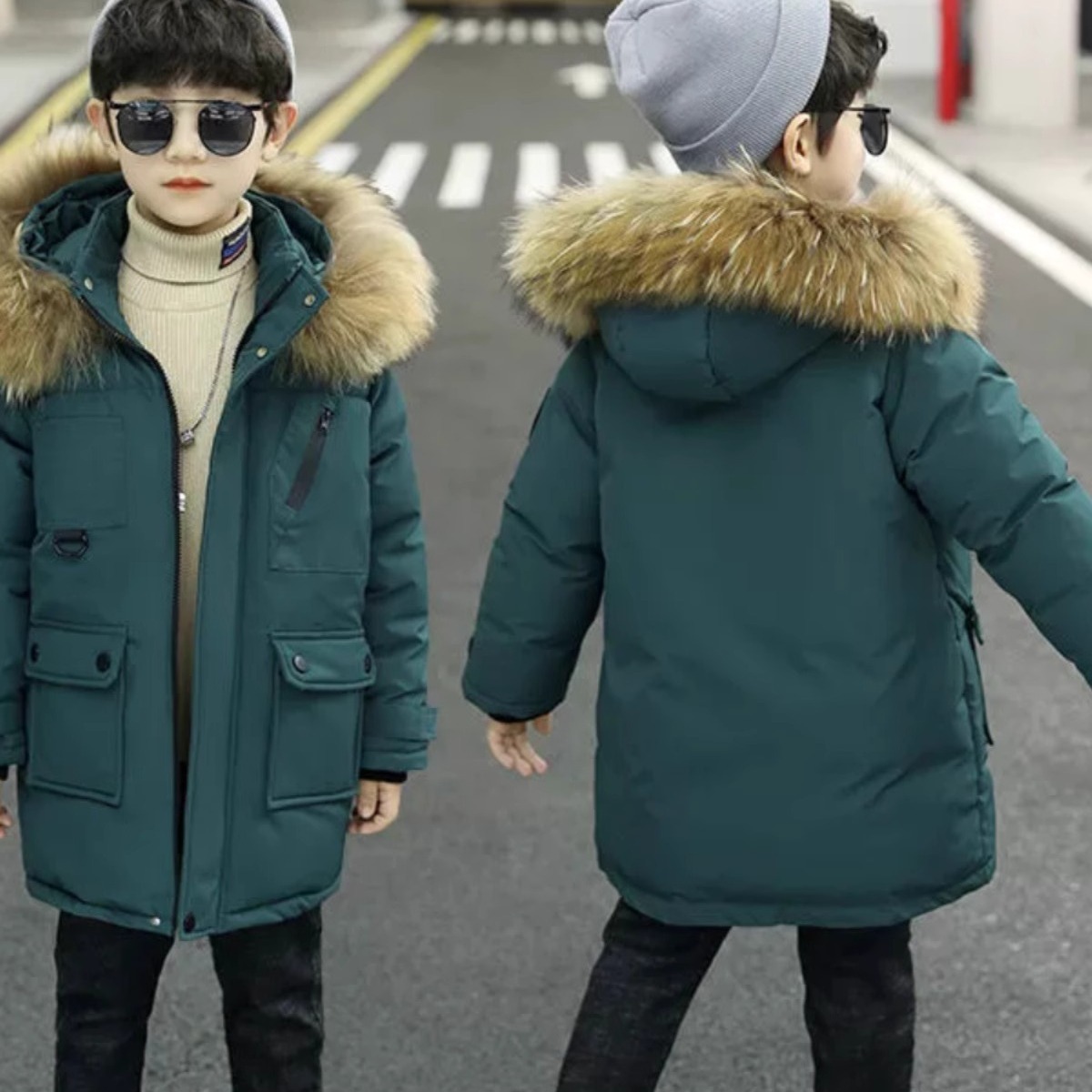 Picture of Children's winter jacket thickened cotton-padded coat 2023 new boys' Western style mid-length cold-proof warm cotton-padded coat handsome