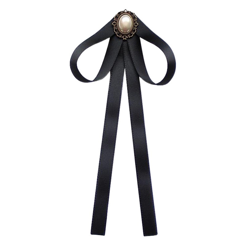 Tie Women's Bank Stewardess Student Performance Professional Korean Style Collar White Shirt Dress Black Bow Accessories