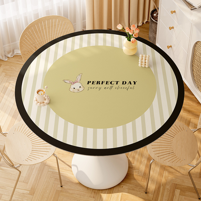Picture of Round table mat oil-proof waterproof disposable leather table mat tea table non-slip mat cloth round table mat large round tablecloth