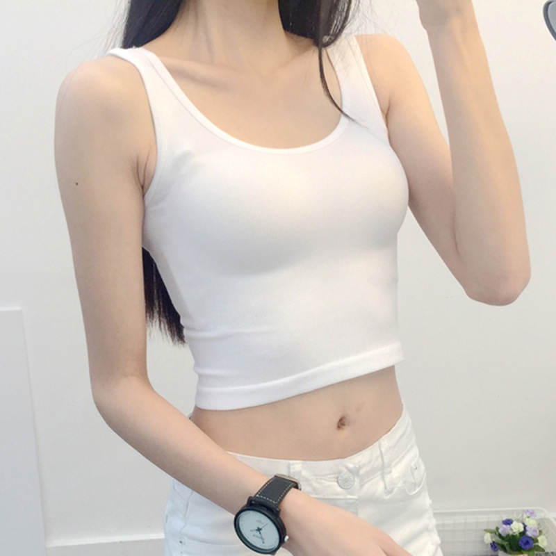 Navel short vest women's shirt summer U-shaped half high waist sports tight inner solid color base shirt factory wholesale