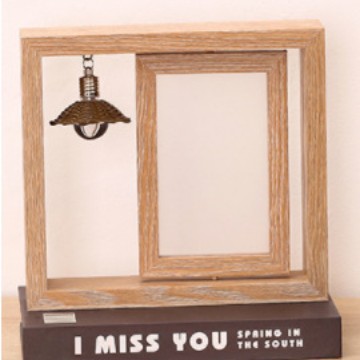 Creative double-sided rotating 6 inch 7 inch photo frame wood grain color table personalized wooden photo frame cross-border support custom pendant