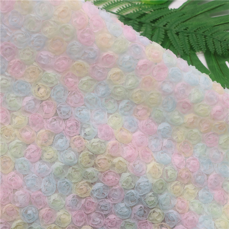 Picture of 3D Three-dimensional Small Rose Chiffon Disc Flower Mesh Embroidered Children's Clothing Hanfu Skirt Lace Lace Wedding Fabric Multicolor