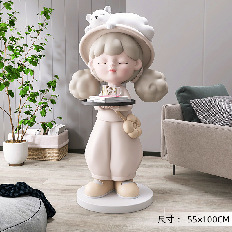 Picture of [Storage Speaker] Cream Style Girl Floor-Standing Ornament Home Decoration Living Room Tv Cabinet Next to Sofa Gift