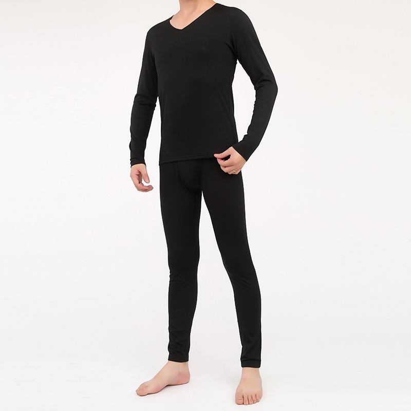 Picture of Winter seamless milk silk sanding thermal underwear men's V-neck suit velvet thin autumn clothes and trousers