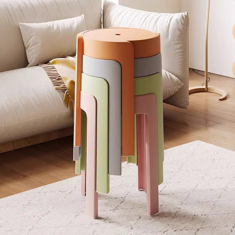Plastic stool thickened for home use Modern simple can be stacked Stackable Comfortable chair high round stool bench for long time