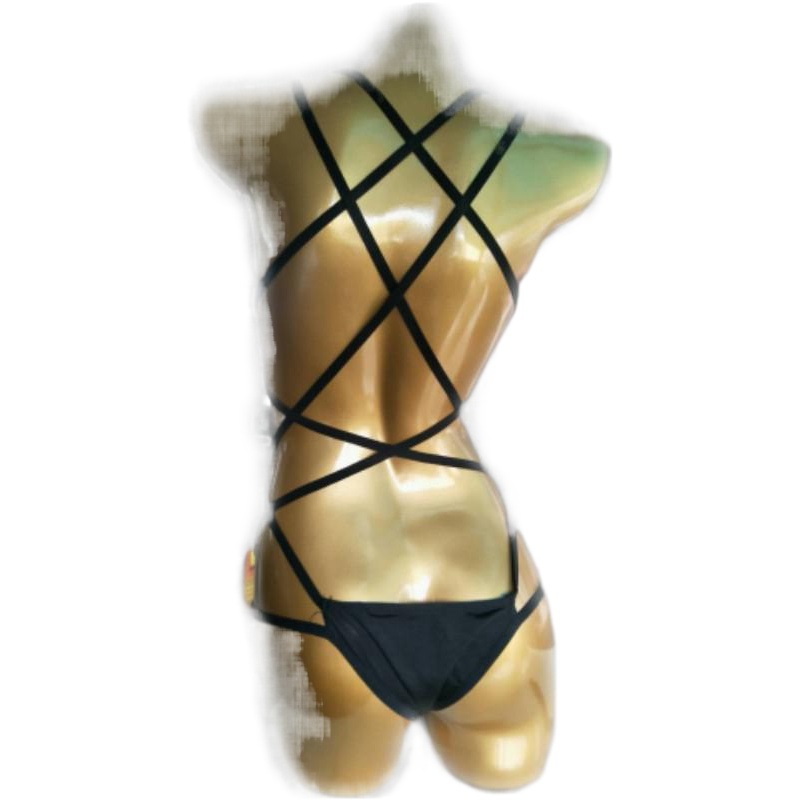 European and American Cross-Border Foreign Trade Lace-Up Backless Black Tights for Women Sleeveless Summer Beach Swimsuit Slim Round Neck Wholesale