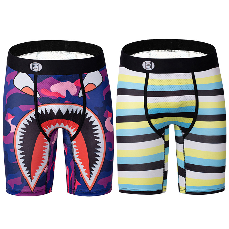 Picture of Men's Underwear Cartoon Print Men's Quick-Drying Boxer Briefs Sports Underwear Fitness Extended Underwear Men's Wholesale