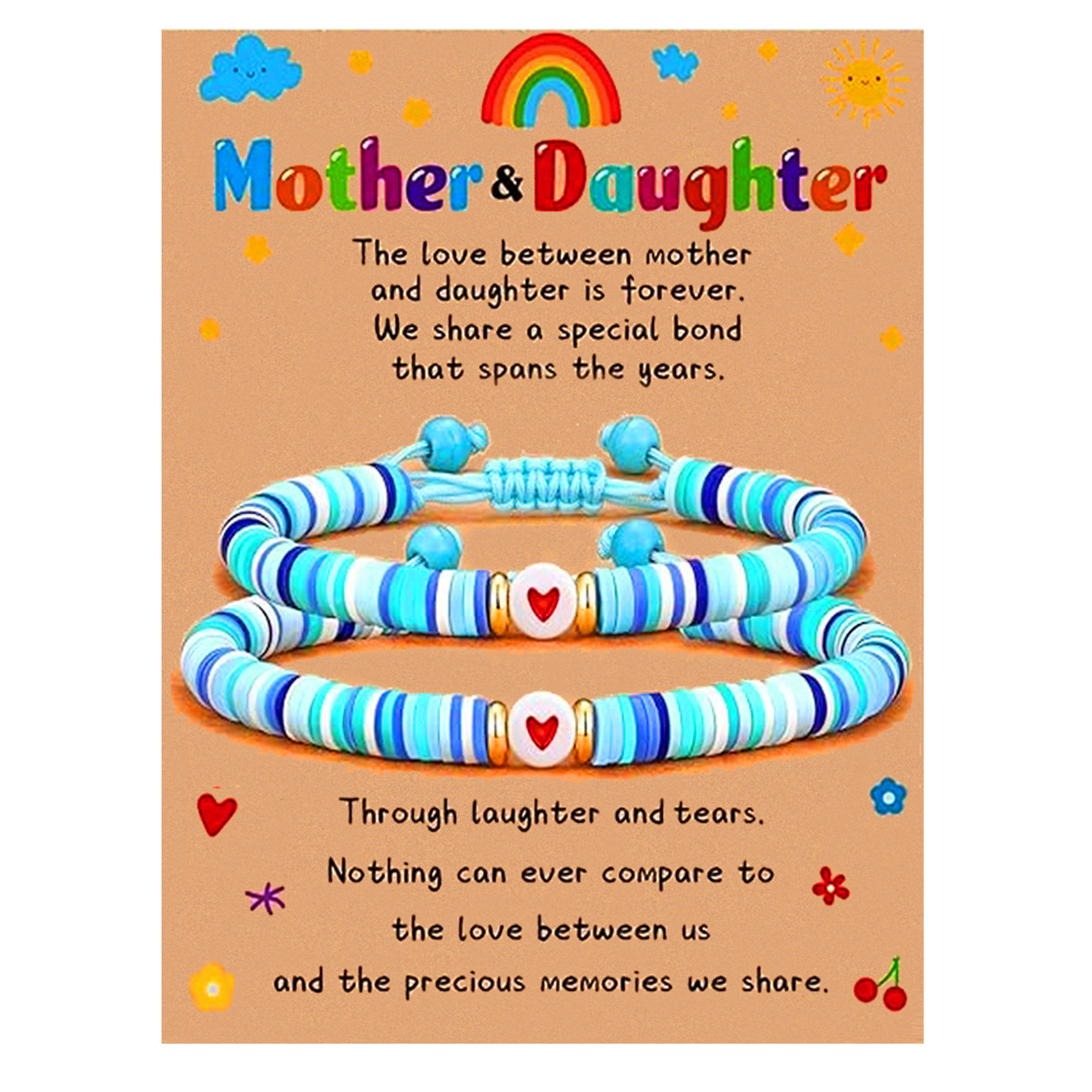 Picture of Cross-border Jewelry Temu Hot Mother's Day Bracelet Creative Soft Pottery Beaded Heart-shaped Mother and Daughter Parent-child Hand Rope for Women