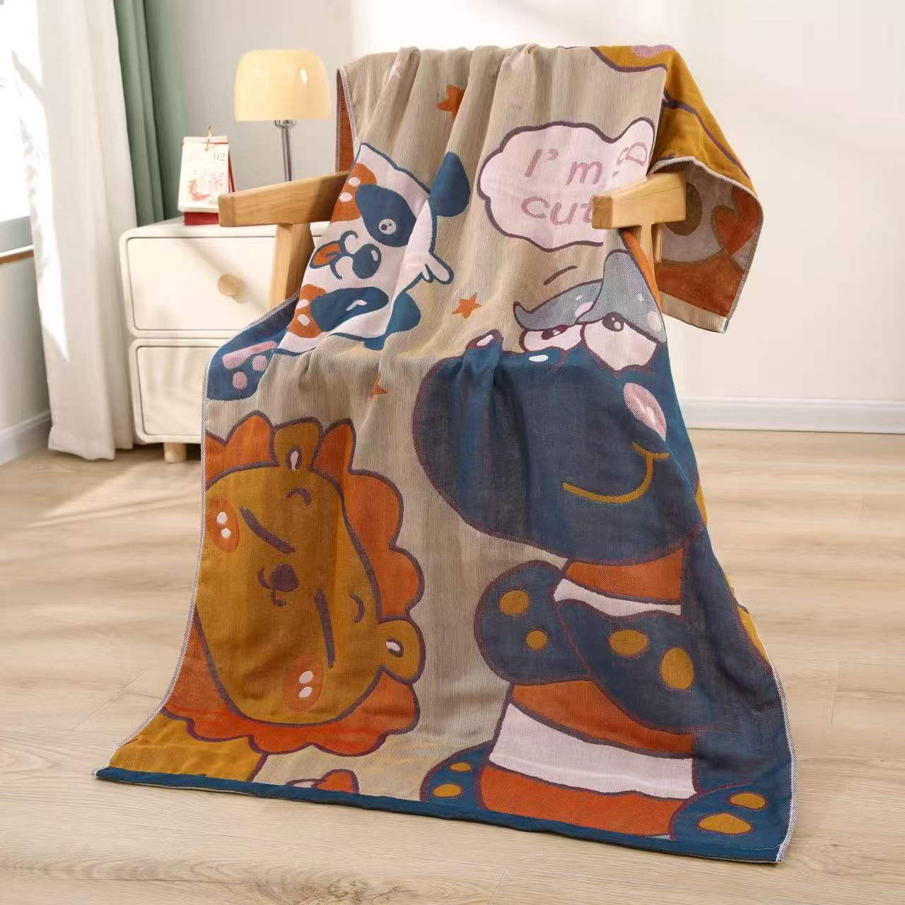 Picture of Gauze Bath Towel 160x 80cm Multifunctional Small Blanket Four Seasons Universal Multi-layer Adult Couple Seaside