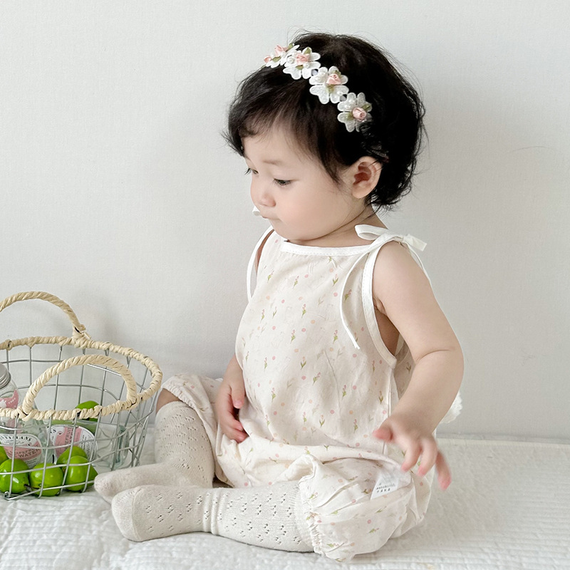 Picture of Baby's Summer Clothes Newborn Printed Short-sleeved Jumpsuit Baby's Summer Sling Cute Cotton Hassel Climbing Suit