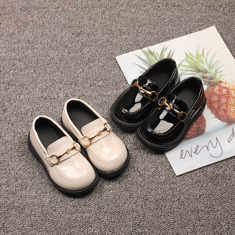 Girls' Leather Shoes 2025 Spring and Autumn New British Style Little Girls' Leather Shoes Boys' Black Leather Shoes Performance Shoes Height Increasing