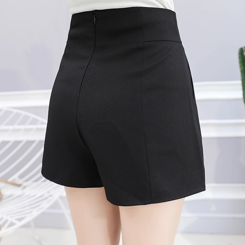 Shorts Women's Spring and Summer Outer Wear 2024 New Arrival Loose Black Suit High Waist A- Shaped plus size Slimming Wide Legs All-Match