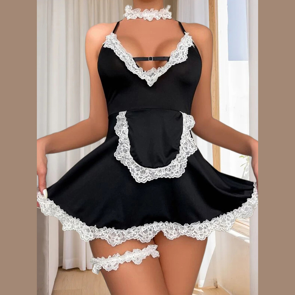Cross-border Supply Sexy Lingerie Sexy Women's Lace Role Playing Maid Maid Maid Clothing Sexy Set