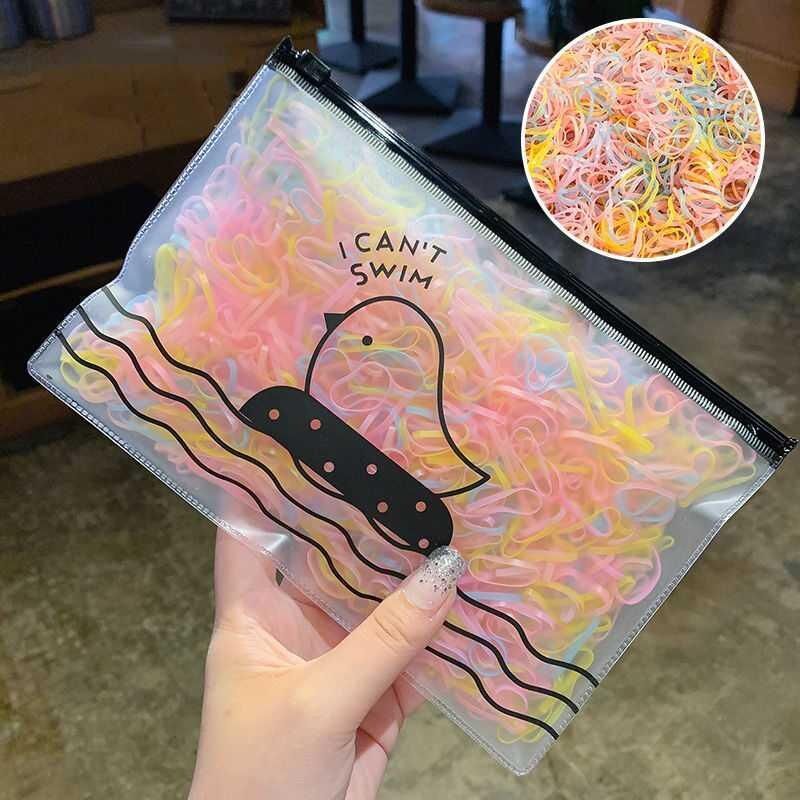Picture of Children's headdress disposable rubber band women's black hair band high elastic hair rope hair accessories do not hurt hair rope wholesale