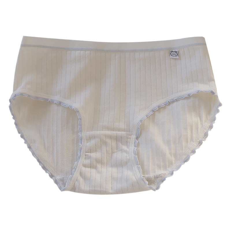 Wholesale Simple Japanese Style Solid Color Cotton Underwear Women's Mid-Waist Large Size Cute Comfortable Cotton Student Girls' Briefs