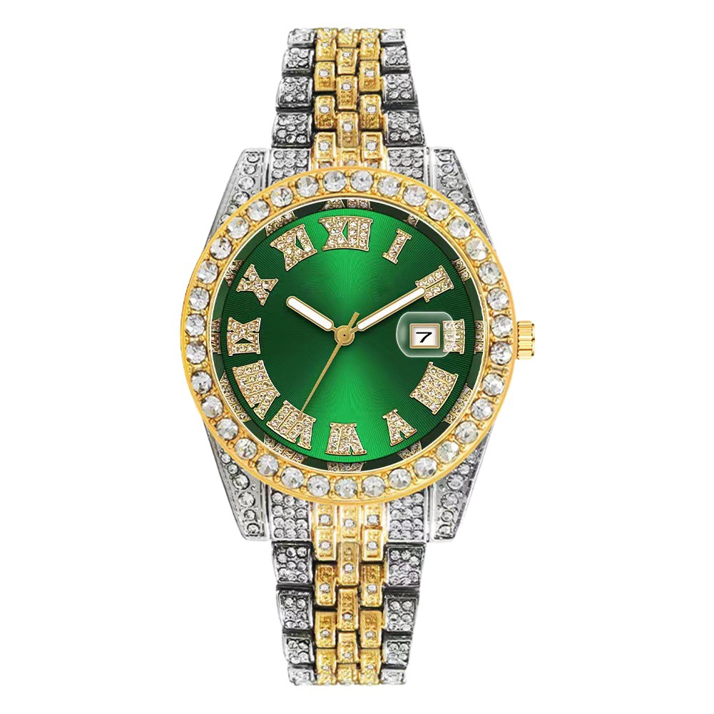 Cross-Border Hot New Product Full Diamond Roman Scale Calendar Fashion Women's Watch Women's Watch Quartz Watch Manufacturer Ready Stock