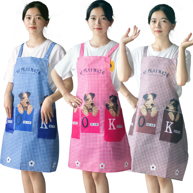 Picture of Manufacturer Wholesale Printed Advertising Waterproof Apron Custom Logo Pure Cotton Kitchen Promotion Adult Apron Labor Protection Apron