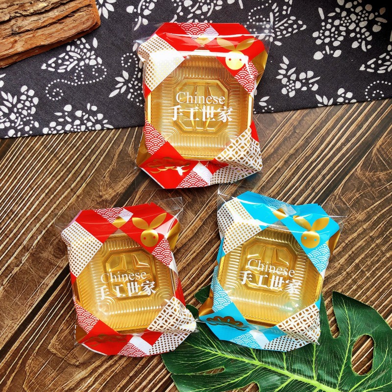 Thickened 100g Egg Crisp Biscuits Handmade Aristocratic Family Baking Universal Packaging Bag Tricolor 125g Mid-Autumn Moon Cake Bag