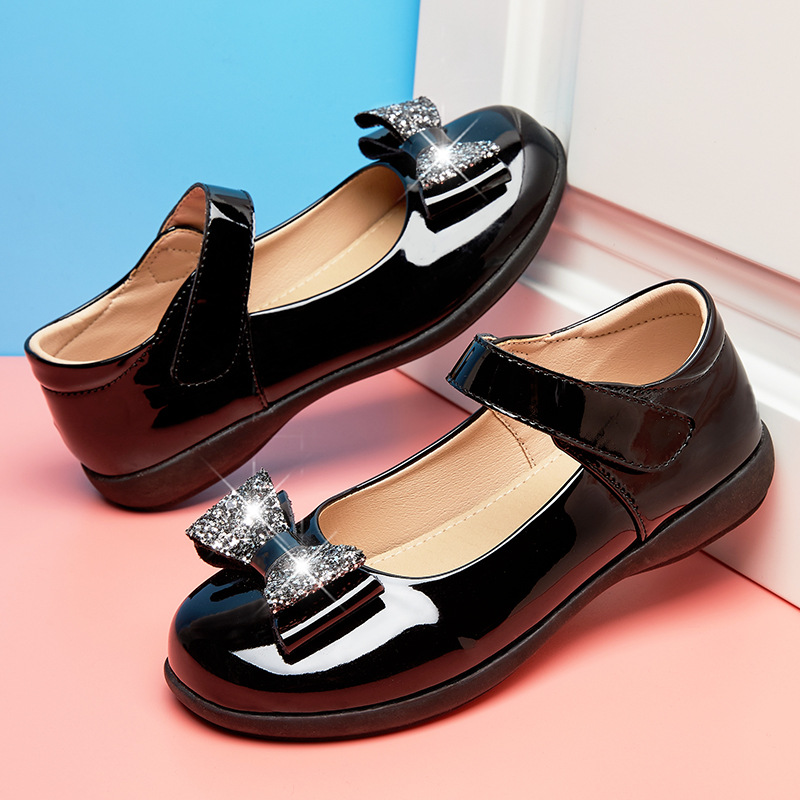 Picture of Girls Black Leather Shoes Performance Shoes Princess Shoes Small Leather Shoes Children's School Leather Soft Sole Shoes School Shoes