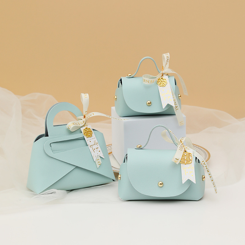 Picture of European Creative Wedding Candy Box Leather Ins Style Satchel Wedding Candy Bag Wedding Souvenir Gift Candy Gift Box
