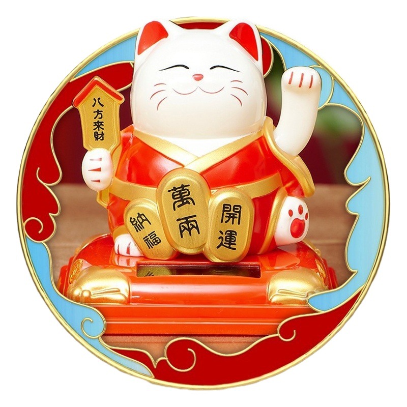 New solar lucky cat home desktop car creative decoration lucky decoration automatic hand waving cat