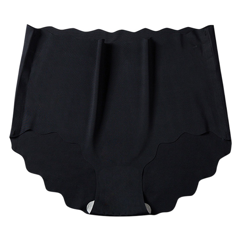 Ice Silk Traceless Ultra-thin Waved Girl's Underwear Solid Color Breathable Large Size High Waist One-piece Women's Briefs