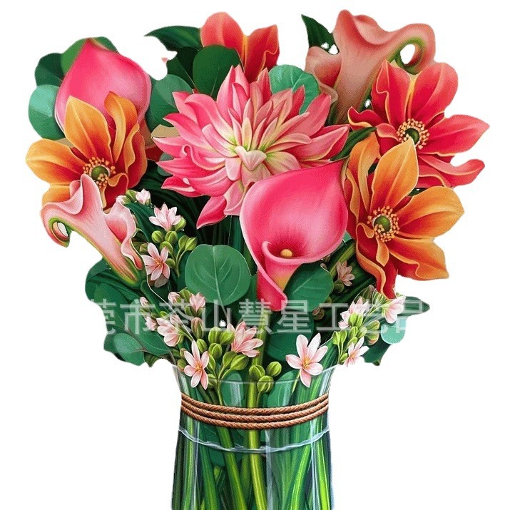 Picture of 3D Greeting Card Valentine's Day Mother's Day Paper Hand-Held Flowers Thank You Blessing Gift Manufacturer Wholesale Holiday Limited Edition