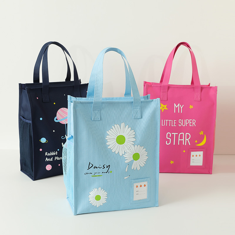 Cartoon Handheld Tram Bag for Primary School Students Handheld Canvas Large Capacity Tram Bag File Bag Art Bag